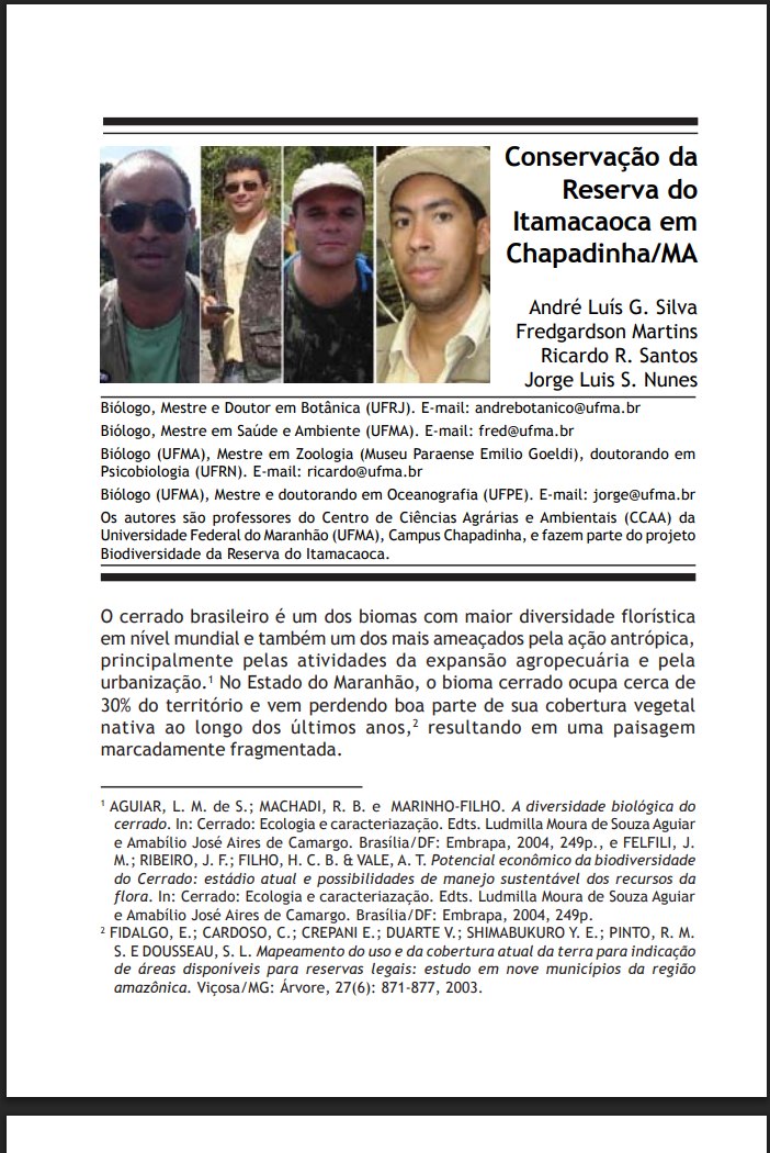 Conservação da Reserva do Itamacaoca em Chapadinha/MA