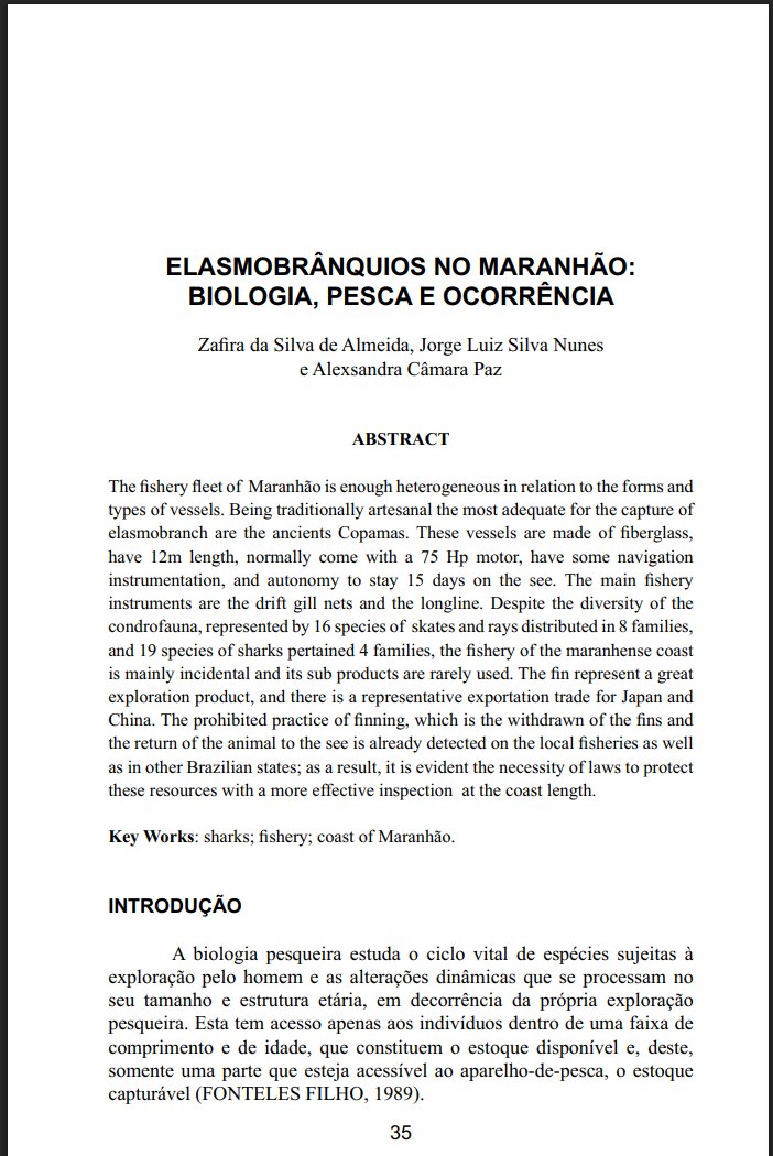 Elasmobrânquios no Maranhão: biologia, pesca e ocorrência